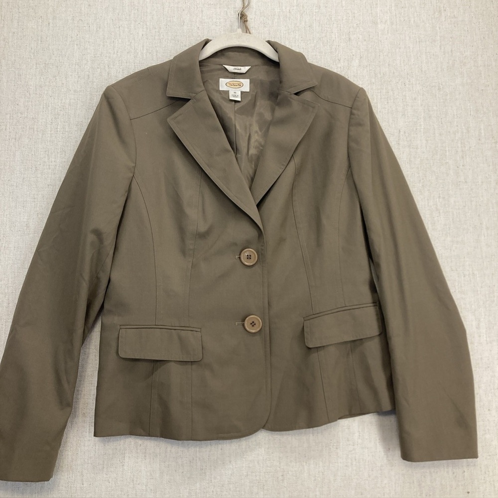 Talbots Olive Green Tailored Two-Button Blazer - image 1